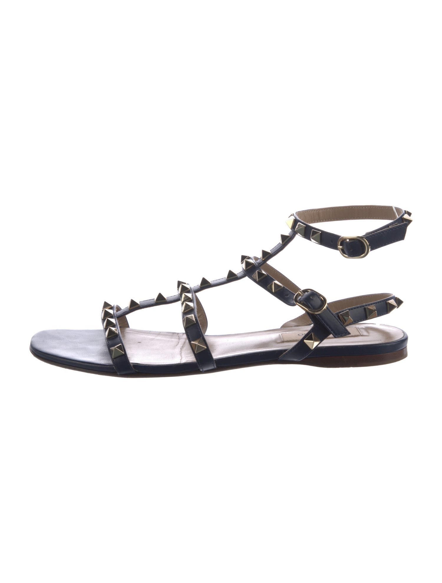 Valentino Rockstud Accents Leather Gladiator Sandals