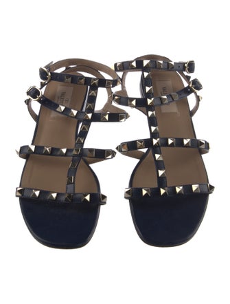 Valentino Rockstud Accents Leather Gladiator Sandals