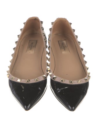 Valentino Rockstud Accents Patent Leather Flats