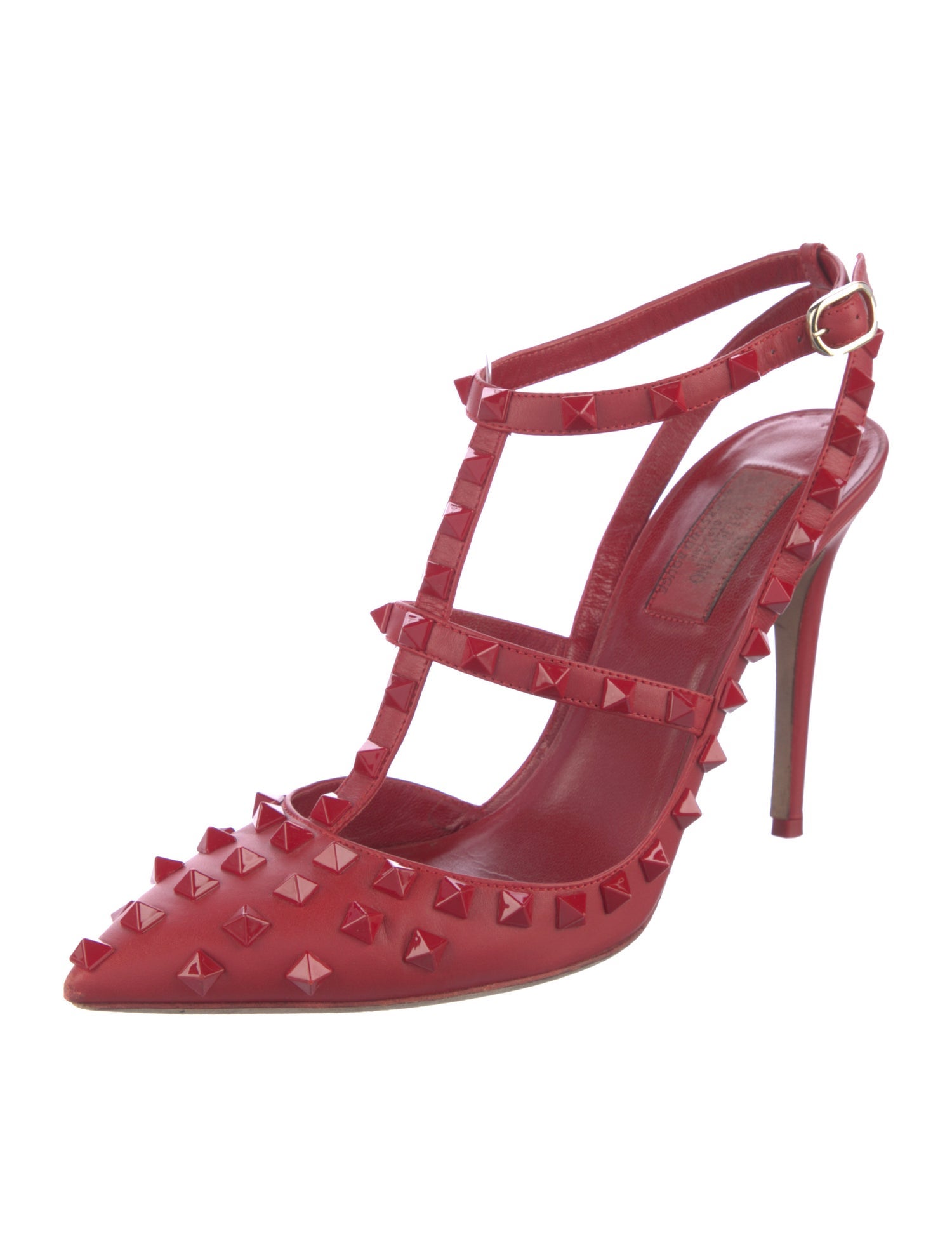 Valentino Rockstud Accents Leather T-Strap Sandals