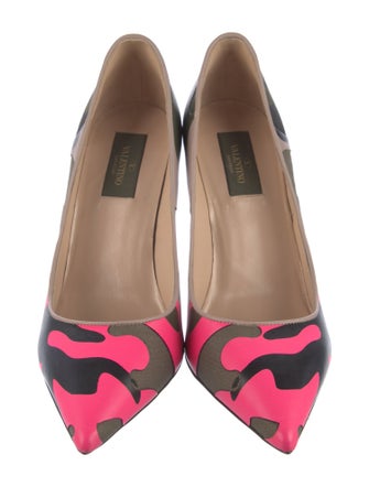 Valentino Leather Camouflage Print Pumps