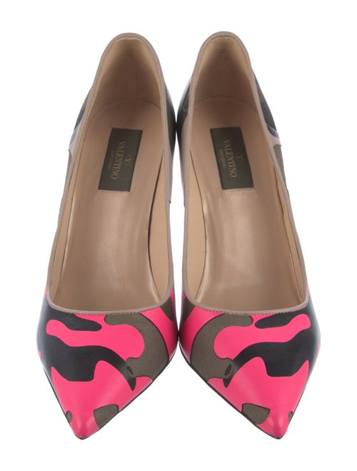 Valentino Leather Camouflage Print Pumps