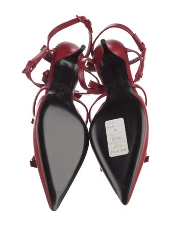 Valentino Leather Bow Accents T-Strap Pumps