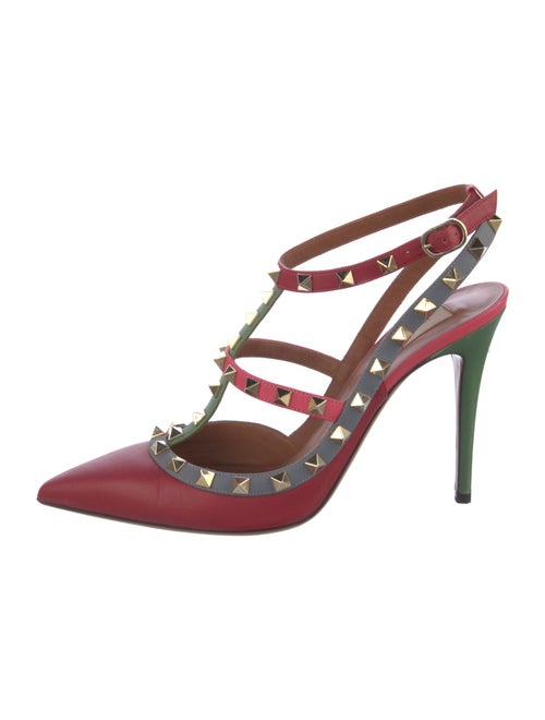 Valentino Rockstud Accents Leather T-Strap Pumps