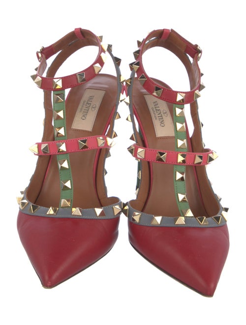 Valentino Rockstud Accents Leather T-Strap Pumps