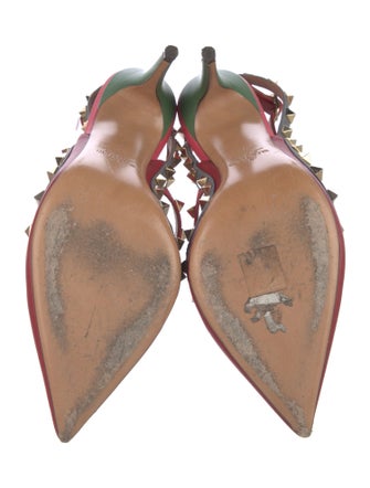 Valentino Rockstud Accents Leather T-Strap Pumps