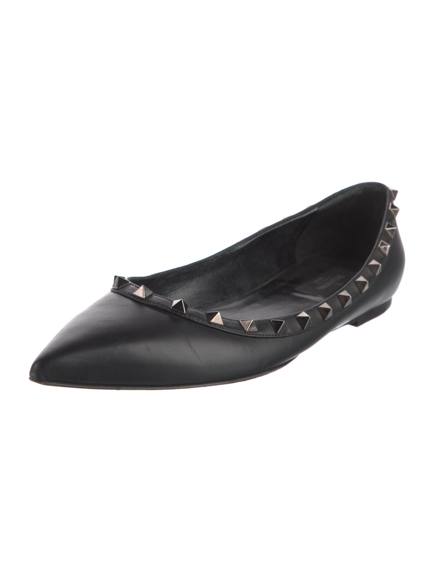 Valentino Rockstud Accents Leather Ballet Flats