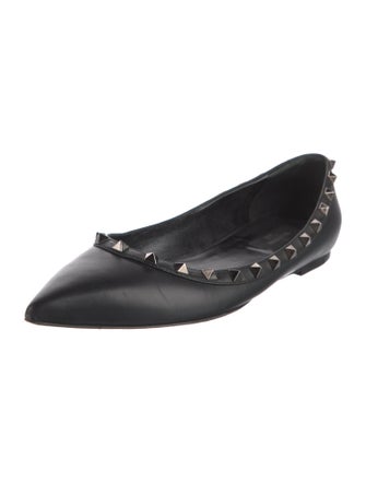 Valentino Rockstud Accents Leather Ballet Flats