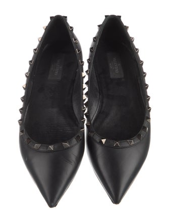 Valentino Rockstud Accents Leather Ballet Flats