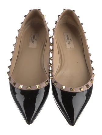 Valentino Rockstud Accents Patent Leather Ballet Flats