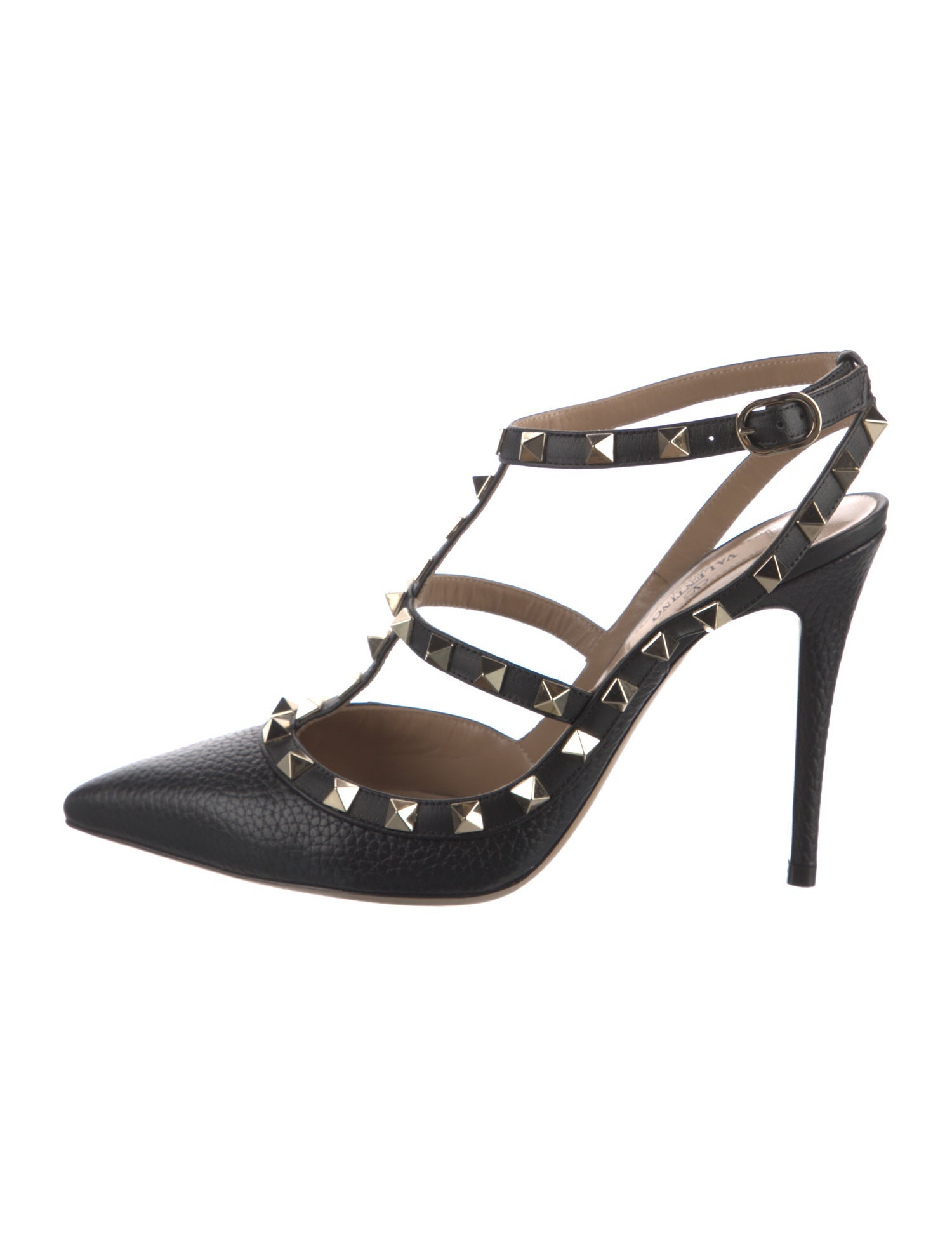 Valentino Rockstud Accents Leather T-Strap Pumps