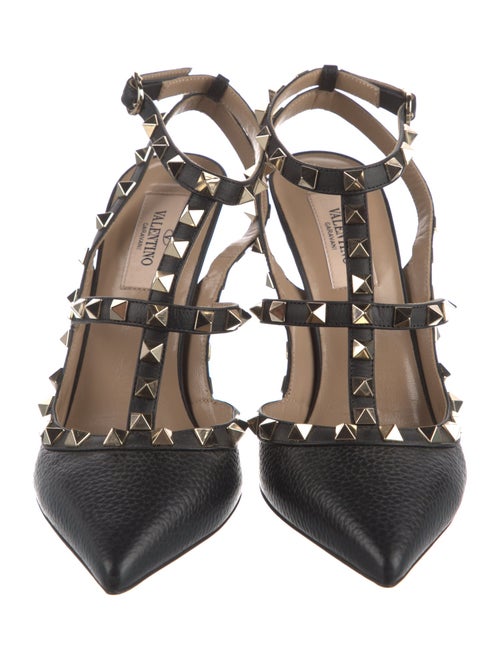 Valentino Rockstud Accents Leather T-Strap Pumps