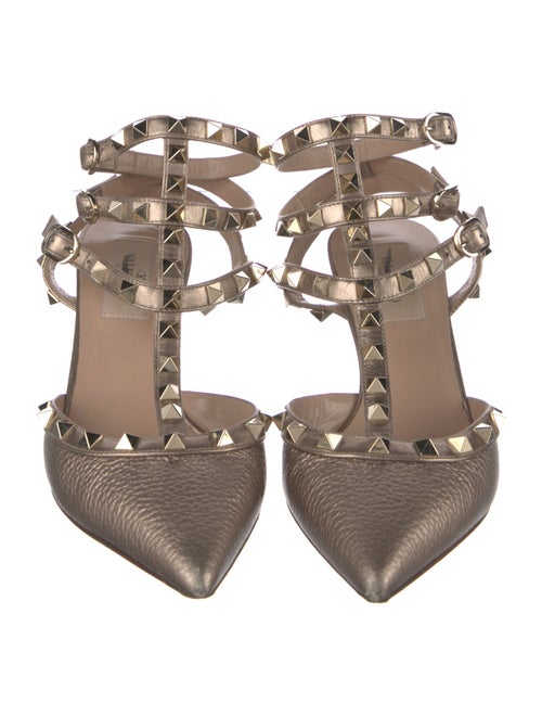 Valentino Rockstud Accents Leather T-Strap Pumps