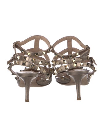 Valentino Rockstud Accents Leather T-Strap Pumps