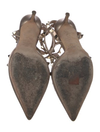 Valentino Rockstud Accents Leather T-Strap Pumps