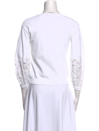 Valentino Bateau Neckline Three-Quarter Sleeve Top