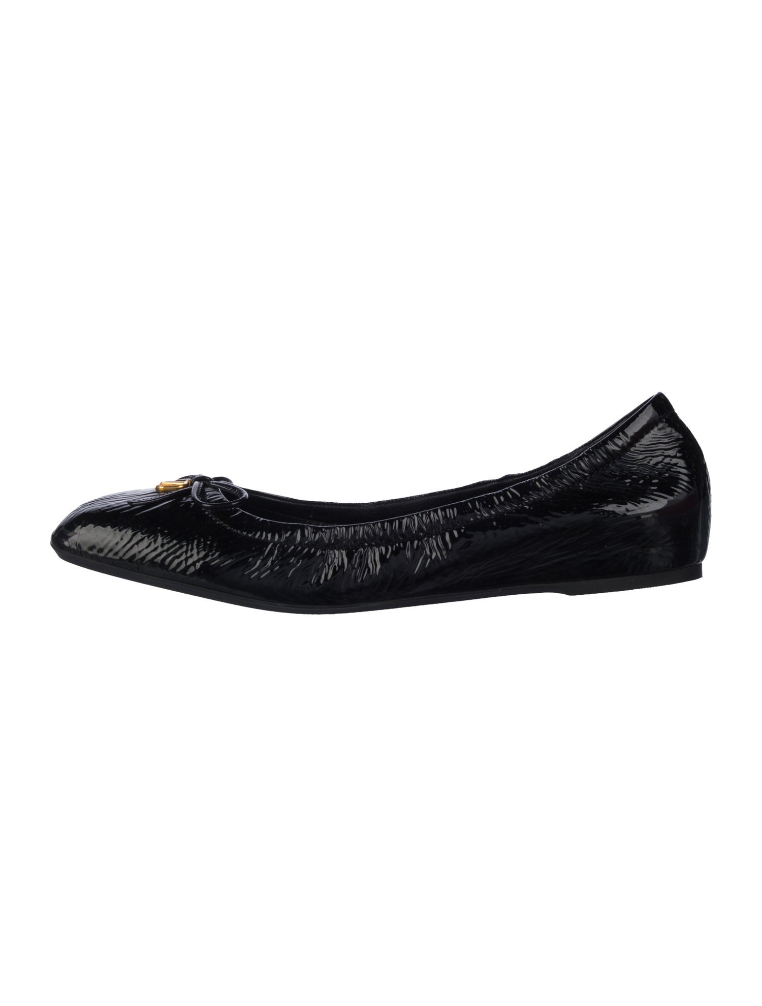 Valentino Patent Leather Bow Accents Ballet Flats