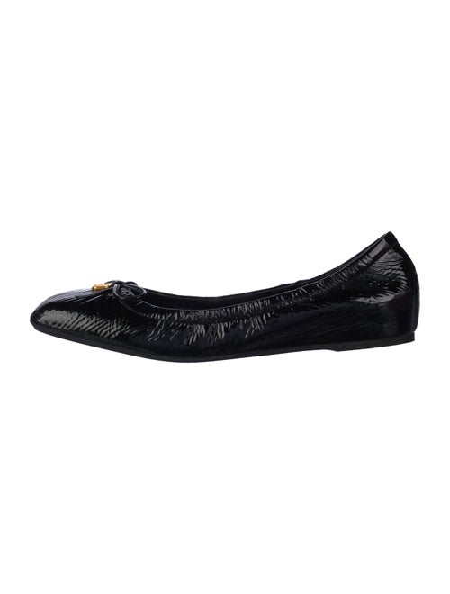 Valentino Patent Leather Bow Accents Ballet Flats
