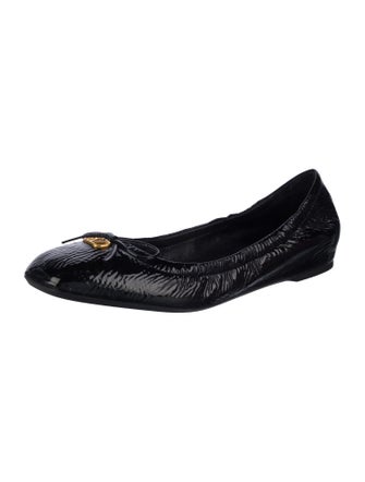 Valentino Patent Leather Bow Accents Ballet Flats