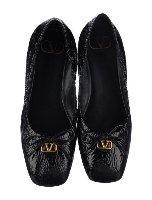 Valentino Patent Leather Bow Accents Ballet Flats