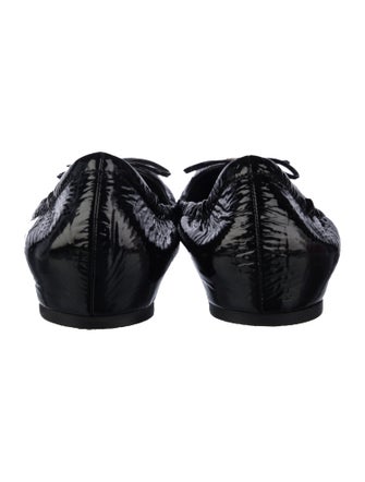 Valentino Patent Leather Bow Accents Ballet Flats