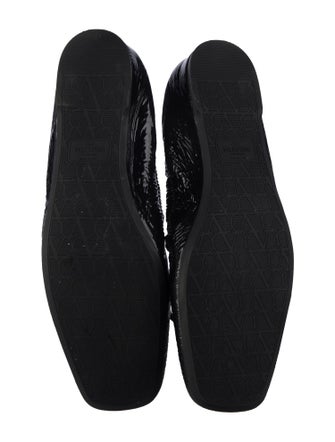 Valentino Patent Leather Bow Accents Ballet Flats