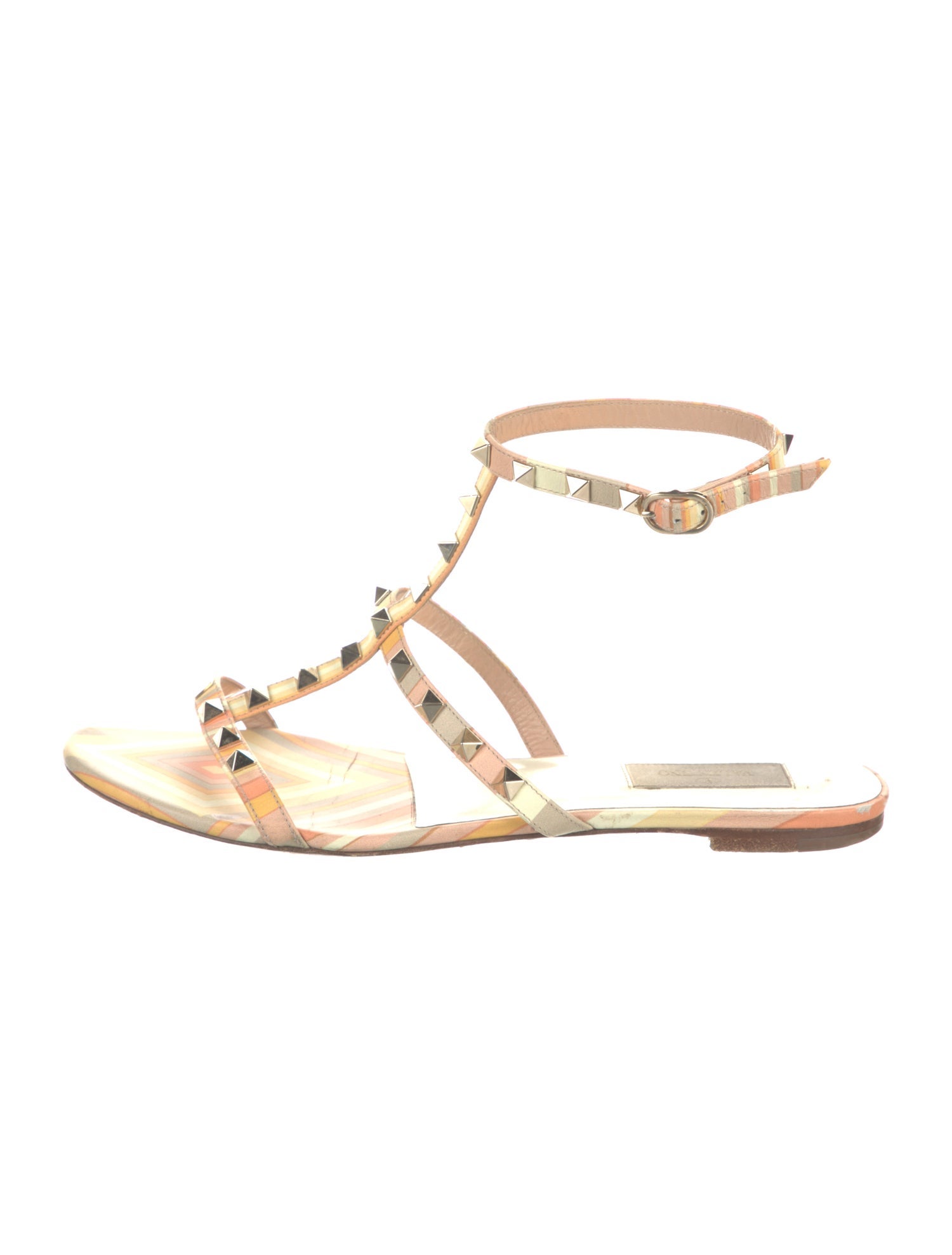 Valentino Rockstud Accents Leather Gladiator Sandals
