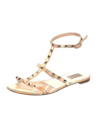 Valentino Rockstud Accents Leather Gladiator Sandals