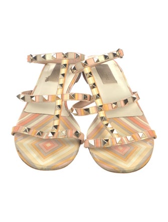 Valentino Rockstud Accents Leather Gladiator Sandals