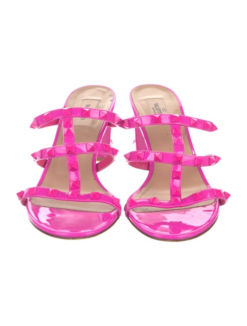 Valentino Rockstud Accents Patent Leather Slides