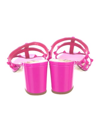 Valentino Rockstud Accents Patent Leather Slides