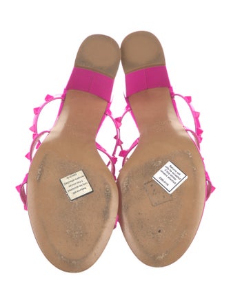 Valentino Rockstud Accents Patent Leather Slides