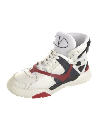 Valentino Leather Colorblock Pattern Sneakers