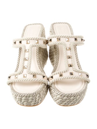 Valentino Rockstud Accents Leather Espadrilles