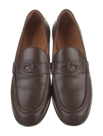 Valentino Rockstud Accents Leather Dress Loafers