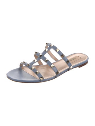 Valentino Rockstud Accents Leather Slides