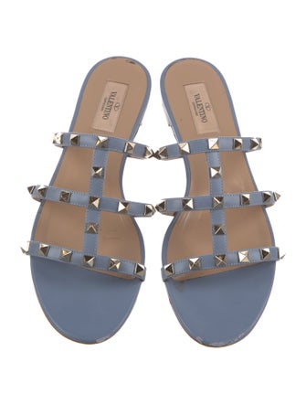 Valentino Rockstud Accents Leather Slides