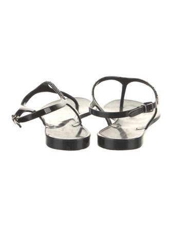 Valentino Rubber Crystal Embellishments T-Strap Sandals