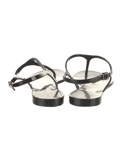 Valentino Rubber Crystal Embellishments T-Strap Sandals