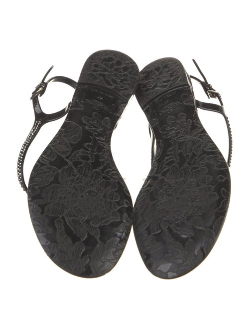 Valentino Rubber Crystal Embellishments T-Strap Sandals