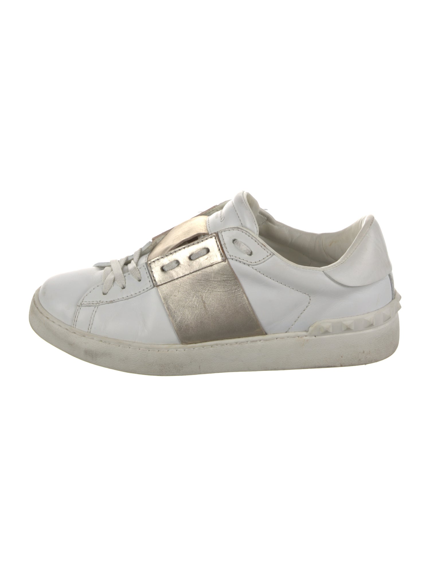 Valentino Rockstud Accents Leather Sneakers