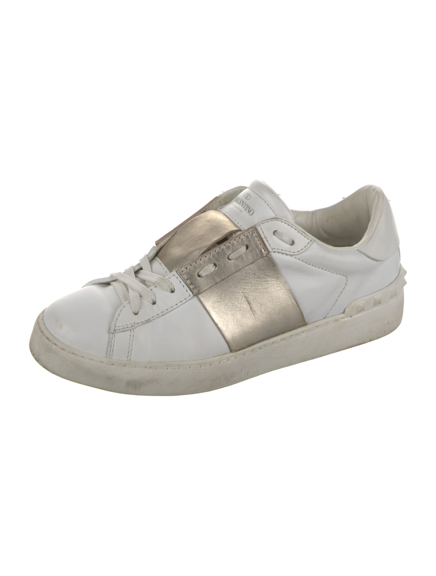 Valentino Rockstud Accents Leather Sneakers