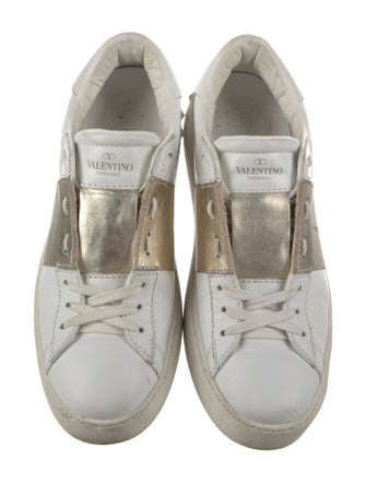 Valentino Rockstud Accents Leather Sneakers