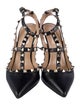 Valentino Rockstud Accents Leather T-Strap Pumps