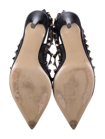 Valentino Rockstud Accents Leather T-Strap Pumps