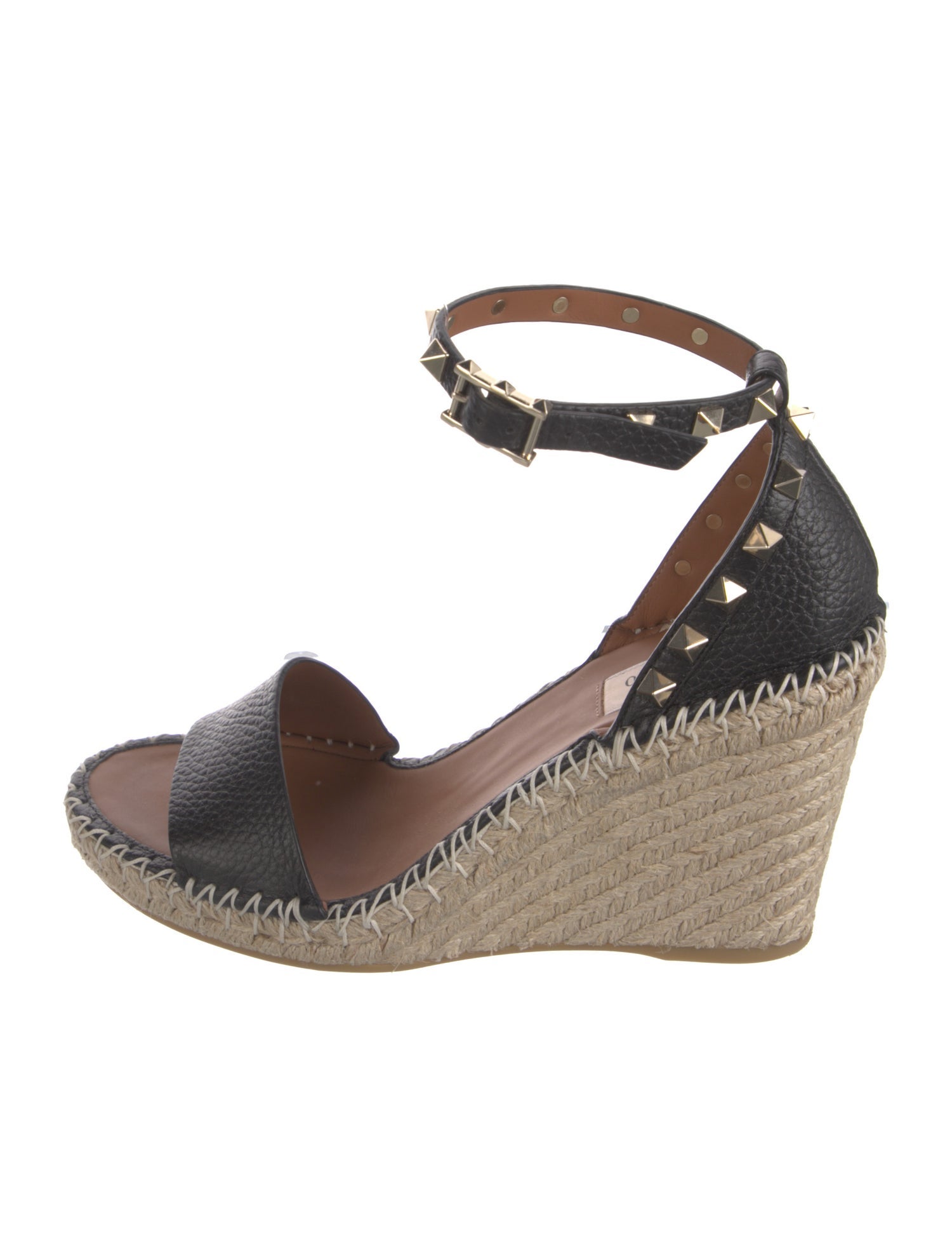 Valentino Leather Studded Accents Espadrilles