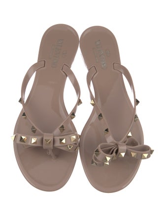 Valentino Rockstud Accents Rubber Slides