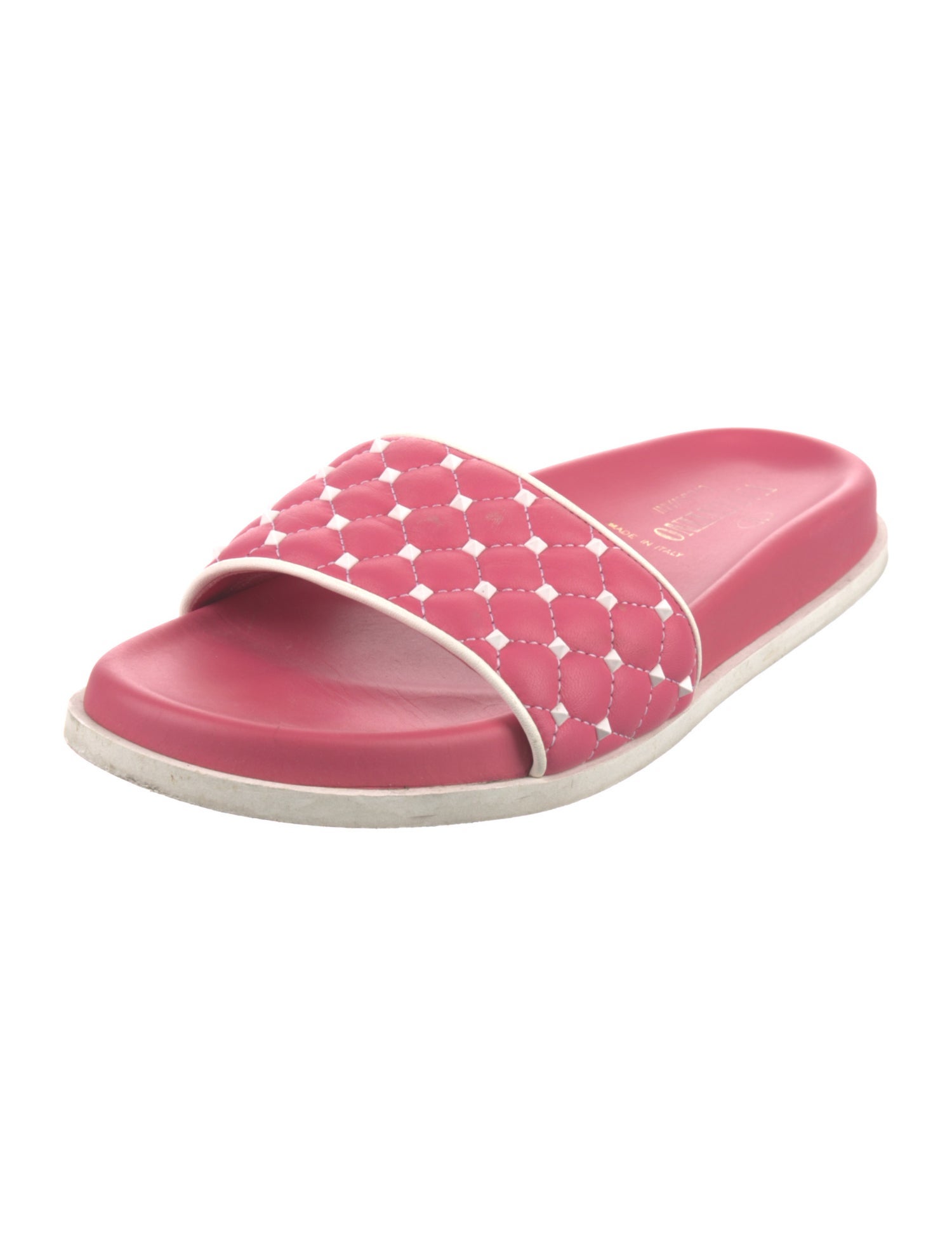 Valentino Rockstud Accents Leather Slides