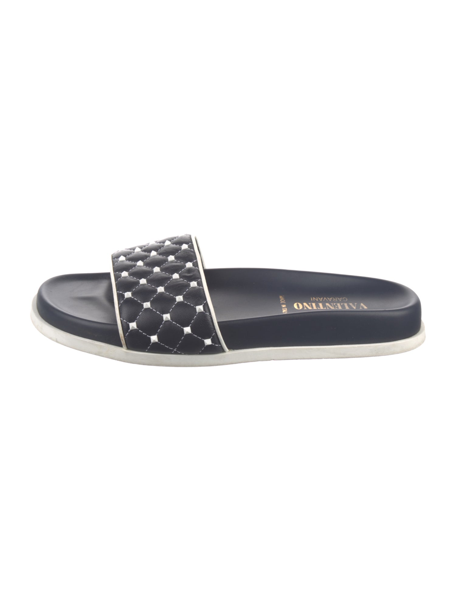 Valentino Rockstud Accents Leather Slides