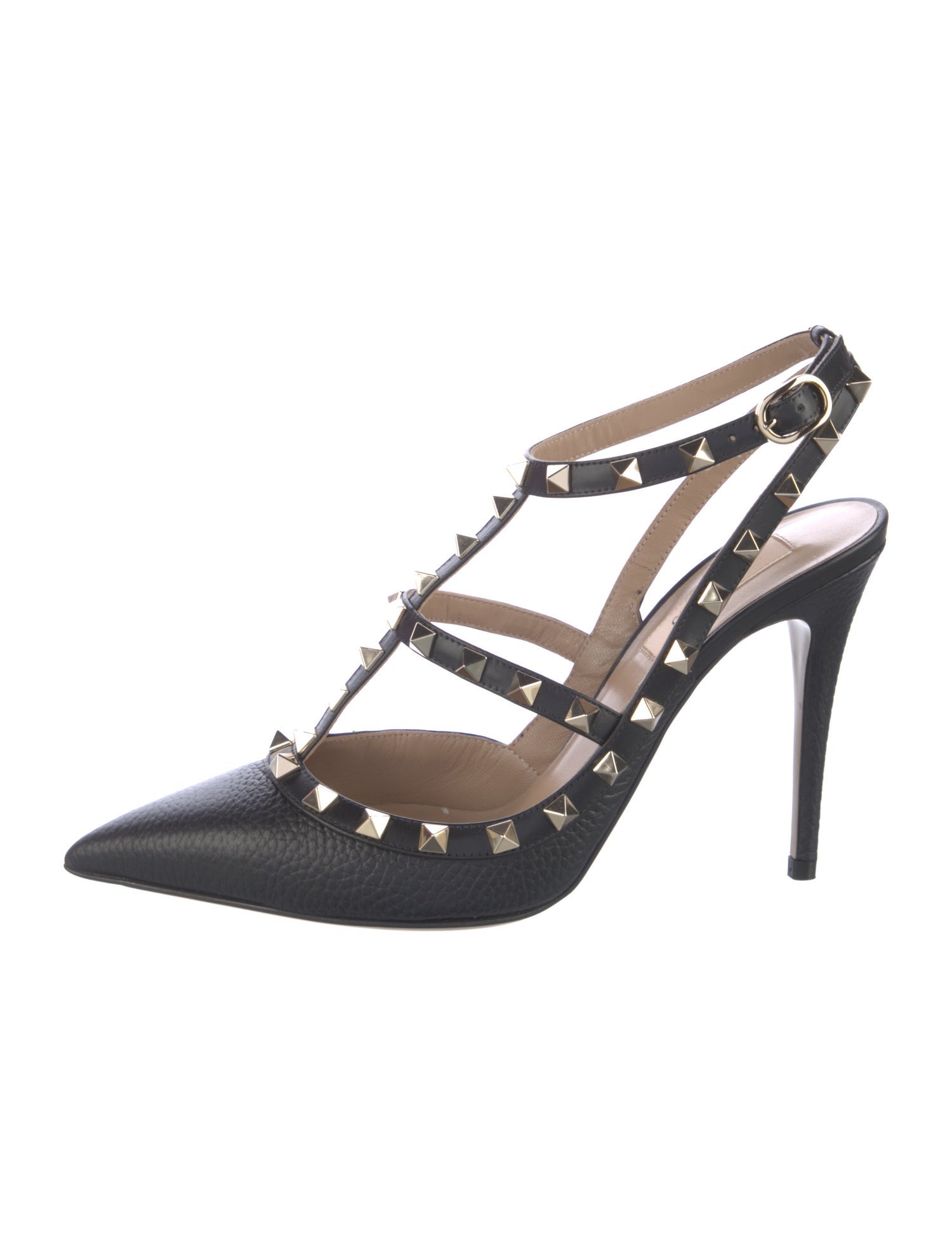 Valentino Rockstud Accents Leather T-Strap Pumps